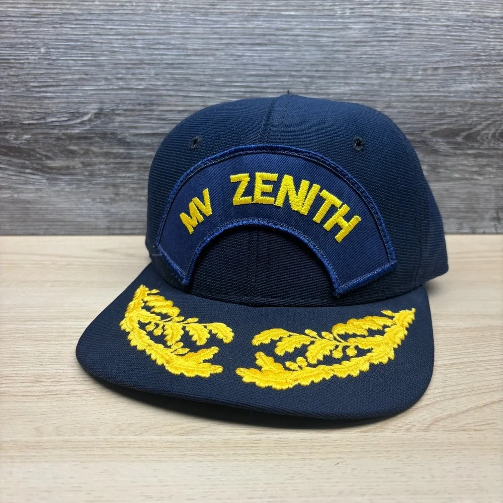 Vintage MV Zenith Cruise Ship Hat Cap Snap Back Blue Scrambled Eggs New Era 90s‎